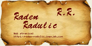 Raden Radulić vizit kartica